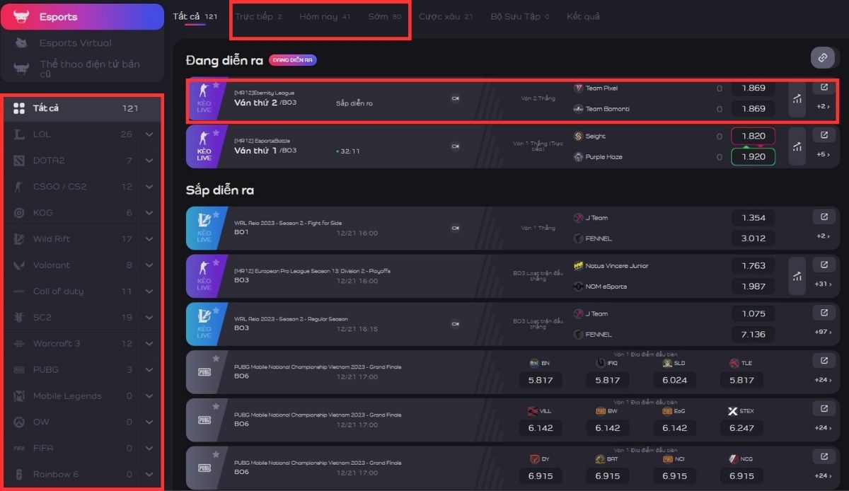 Chọn tựa game Esport Jun88 tham gia