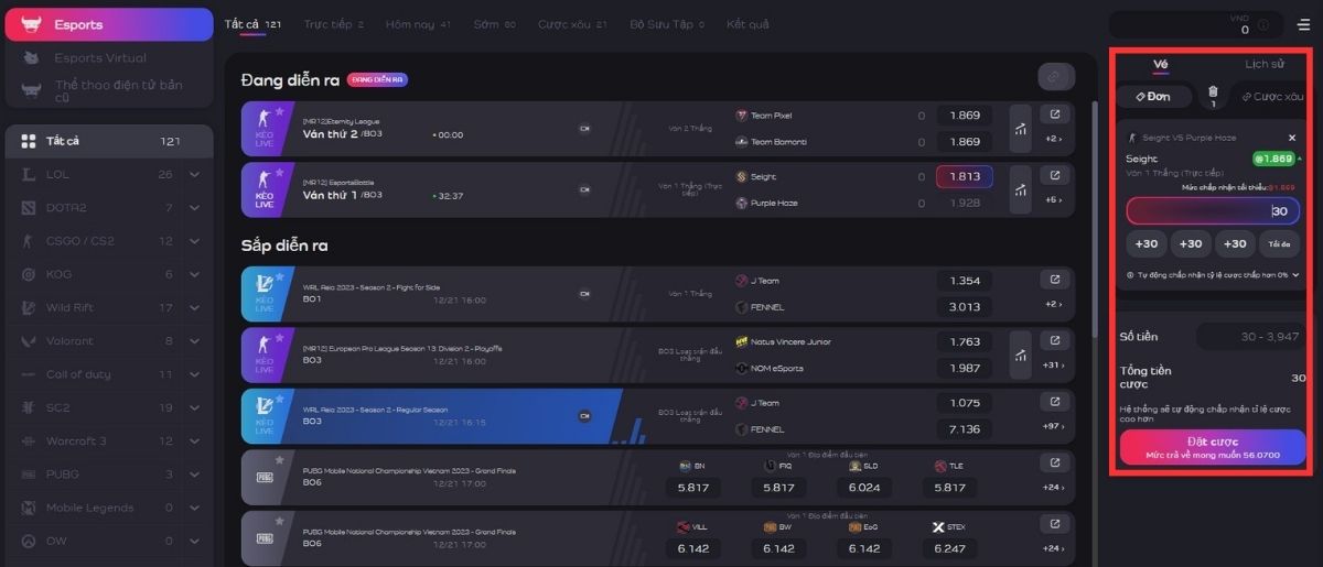 Đặt cược vào Esport Jun88