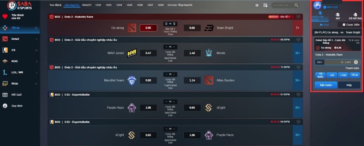 Đặt cược vào Esport v9bet