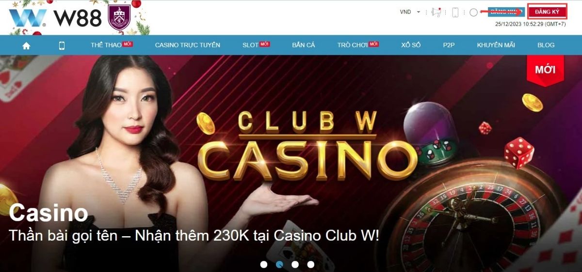 Đi đến trang đăng ký W88
