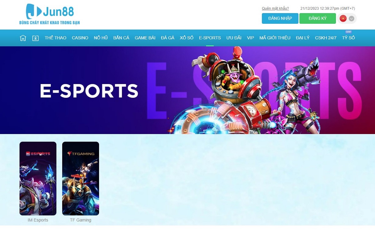 Giao diện tại Jun88 Esport